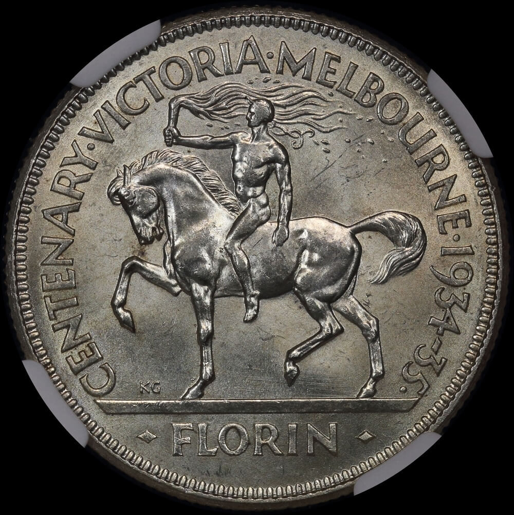 1934/5 Florin Melbourne Centenary Gem Unc (NGC MS65) product image