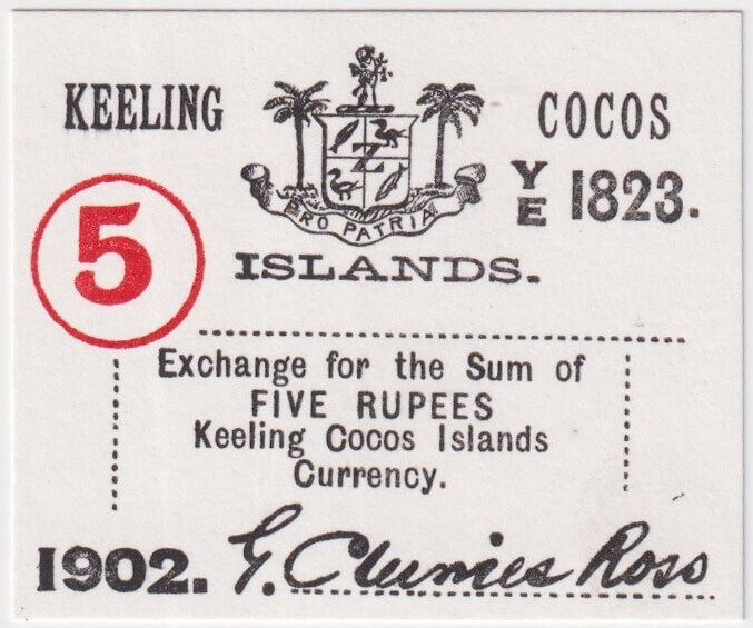 Keeling-Cocos Islands 1902 5 Rupees Exchange Note P#S128 about Unc product image