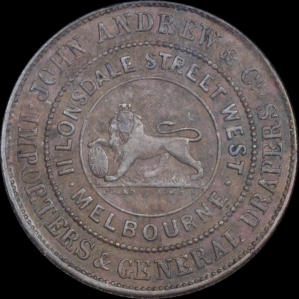 1860 John Andrew & Co. Copper Halfpenny Token A12 Very Fine product image