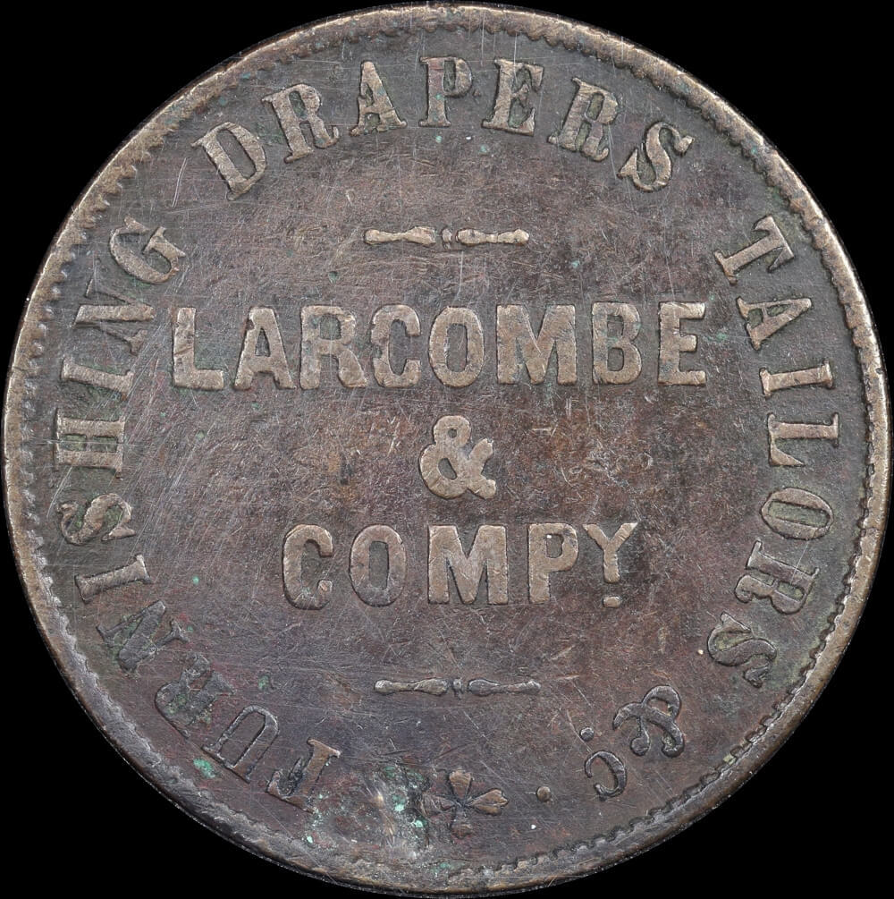 1860 Larcombe & Co. Copper Penny Token A313 about VF product image