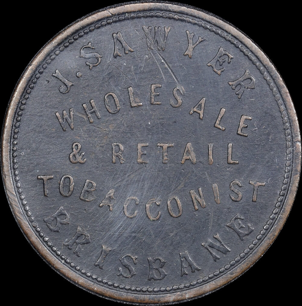 1864 J Sawyer Copper Penny Token A#469 Very Fine product image