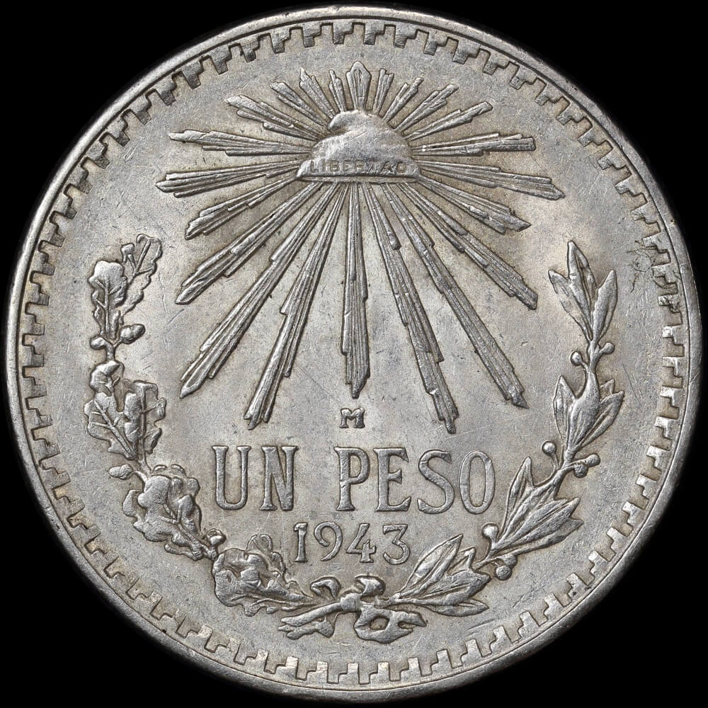 Mexico 1943 Silver Peso KM# 455 about Unc product image