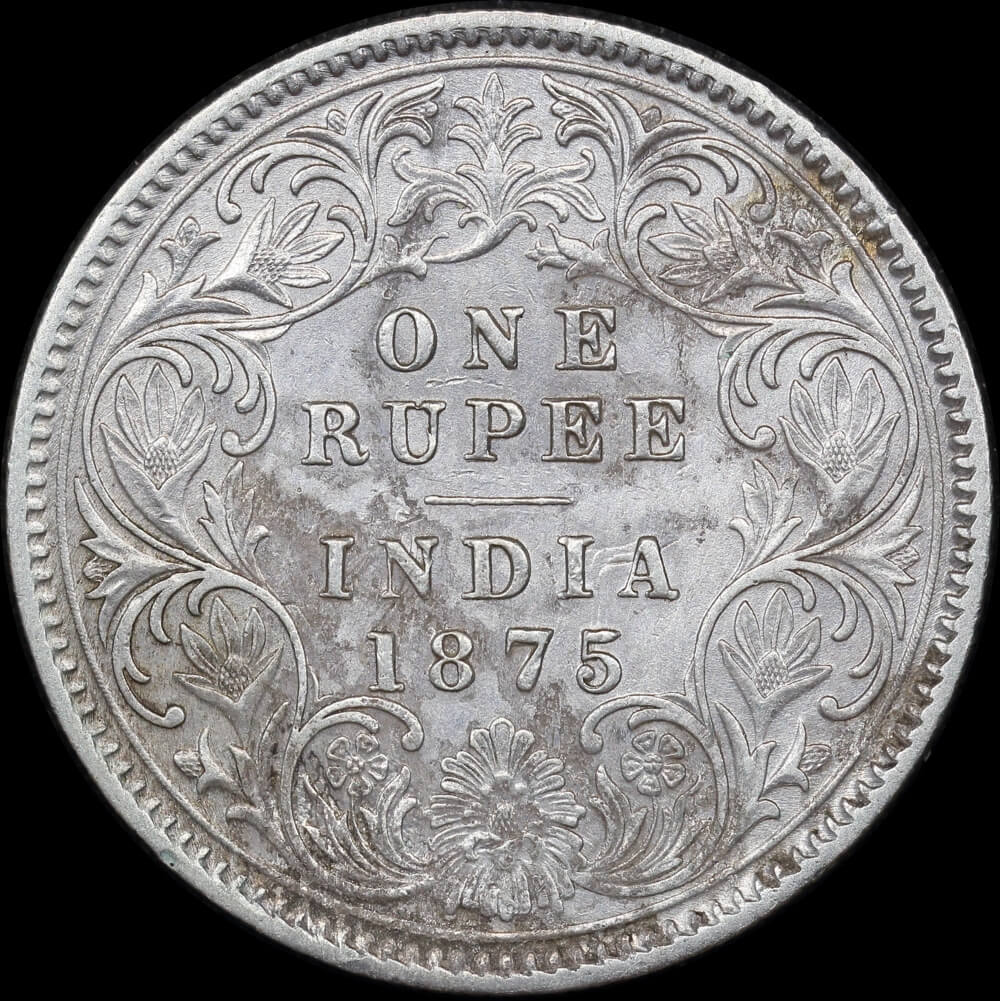 India (British) 1875 Silver Rupee KM# 473.2 Good VF product image