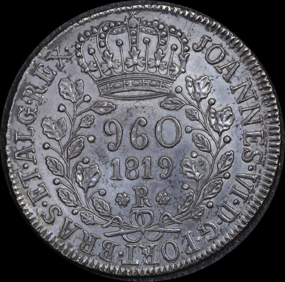 Brazil 1819-R Silver 960 Reis 326.1 good EF product image