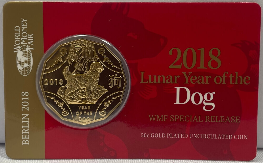 2018 Gold Plated 50 Cent Uncirculated Coin Year of the Dog Berlin Money Fair product image