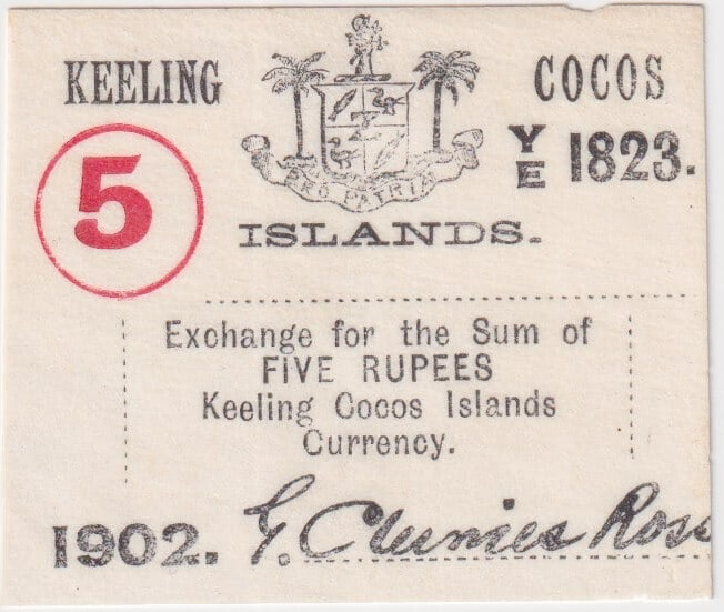 Keeling-Cocos Islands 1902 5 Rupees P#S128 Very Fine product image