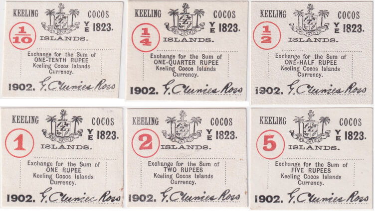 Keeling-Cocos Islands 1902 Set of 6 Currency Notes product image