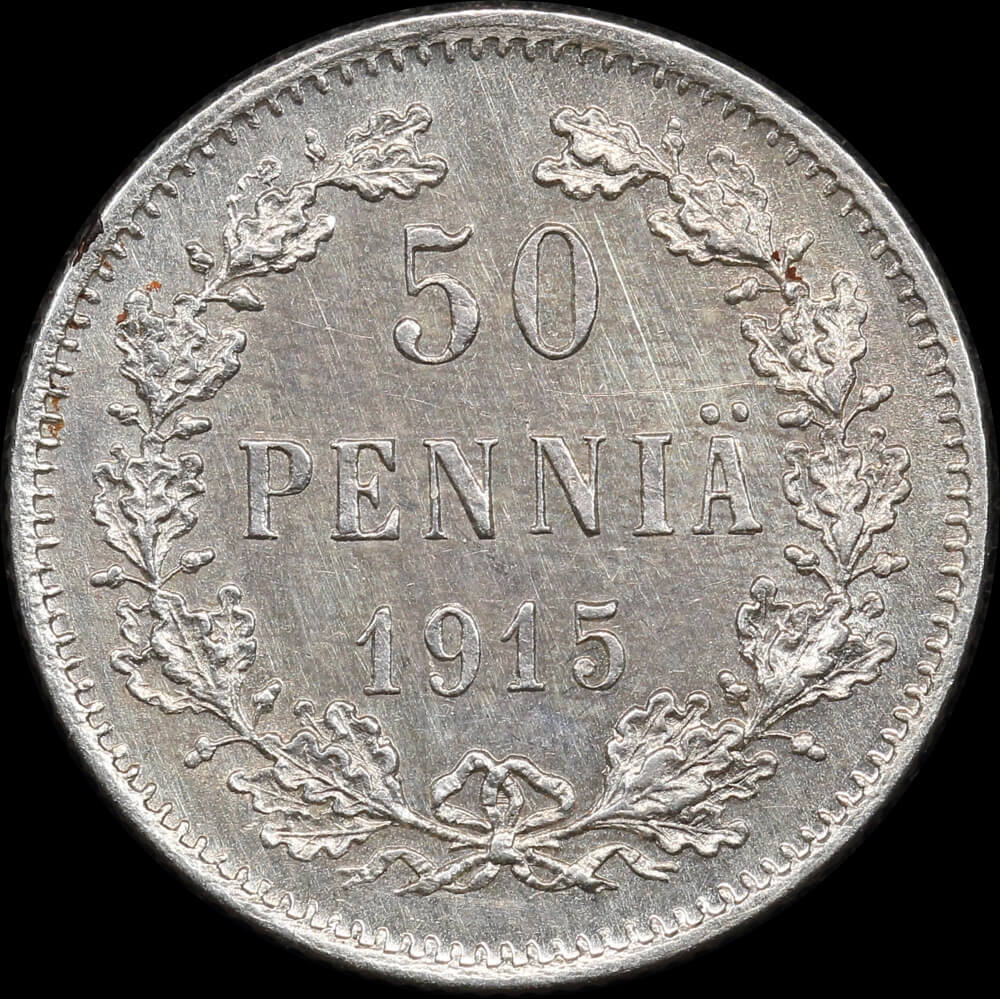 Finland 1915 Silver 50 Pennia KM# 2.2 Uncirculated product image