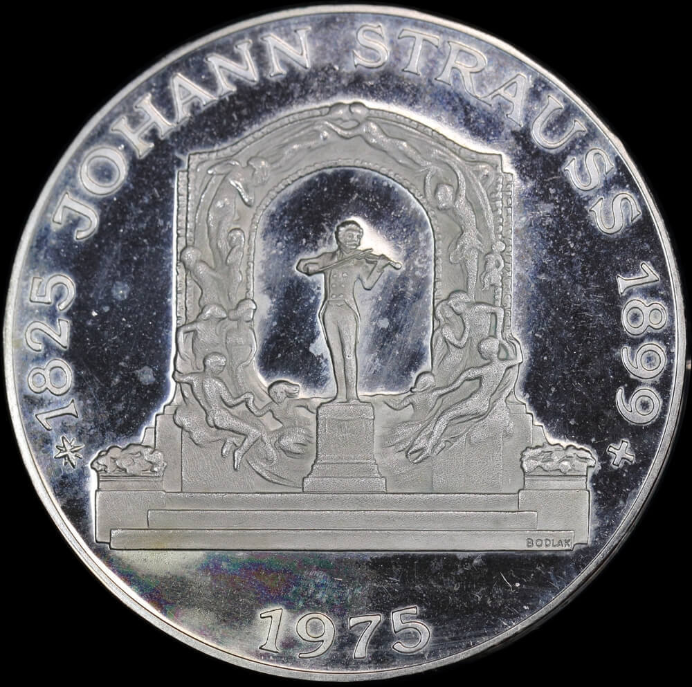 Austria 1975 Silver 100 Schillings Proof Coin KM#2923 - Johann Strauss product image