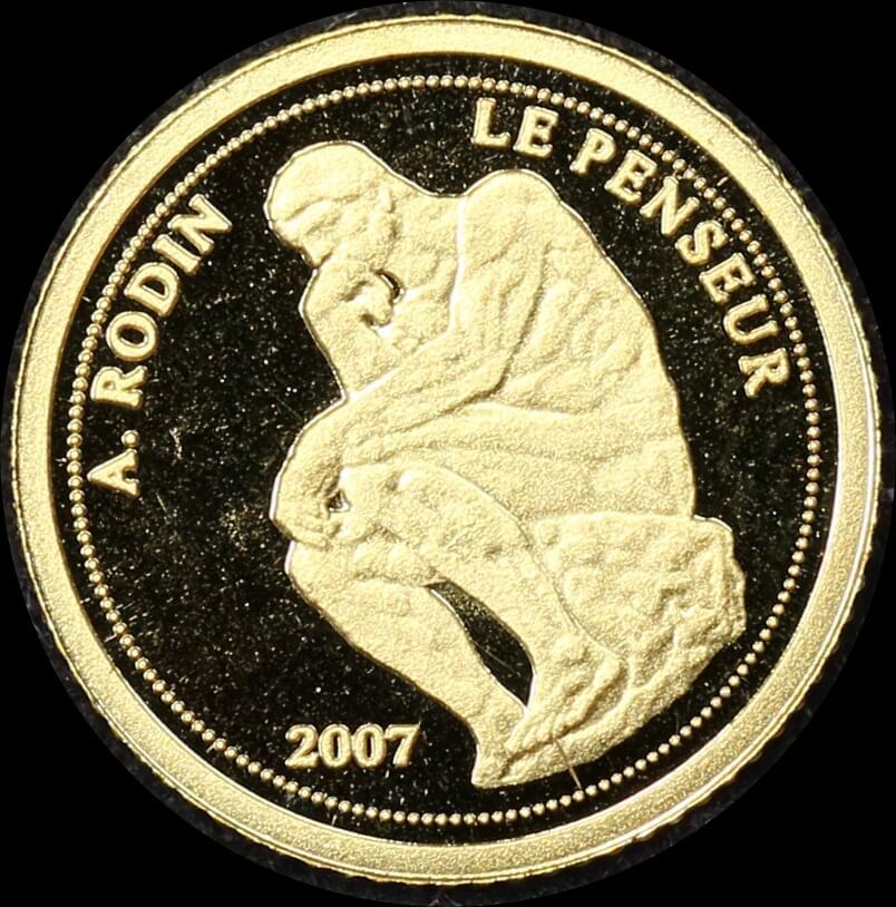 Benin 2007 Gold 1500 Francs Half Gram Coin - Rodin's The Thinker product image