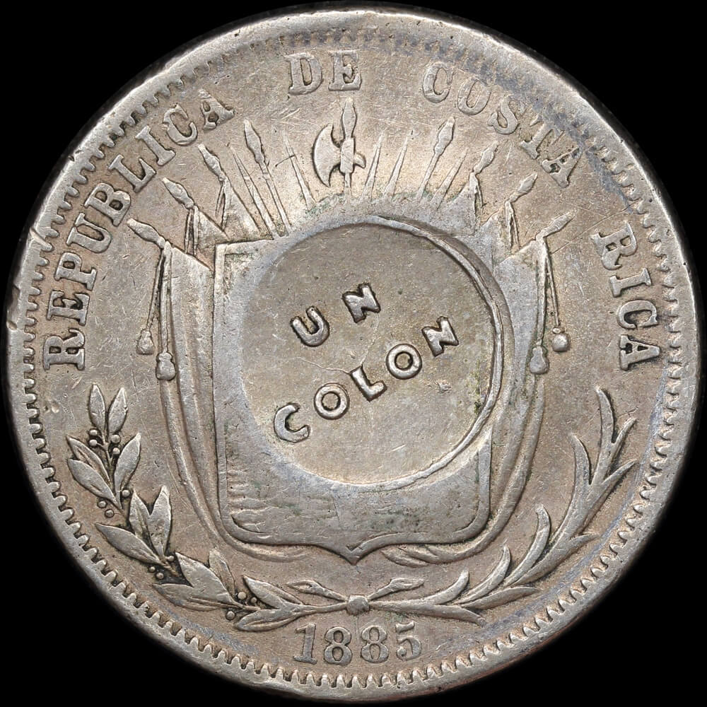 Costa Rica 1923 Silver Colon KM# 163 Good EF product image