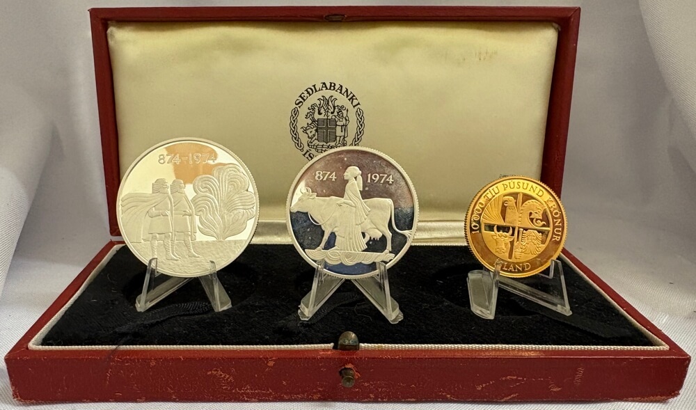 Iceland 1974 Gold and Silver Three Coin Proof Set product image