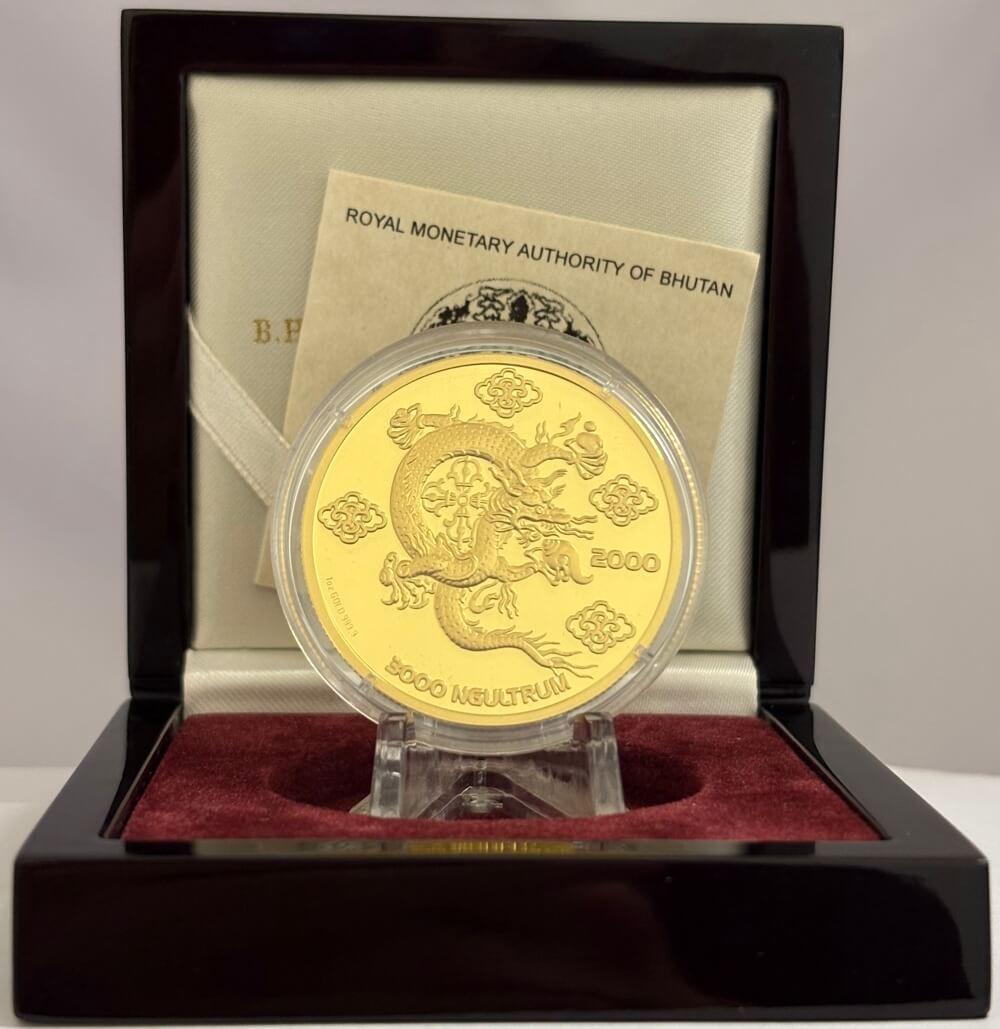 Bhutan 2000 Gold Proof 3,000 Ngultrums KM#163 Lunar Dragon product image