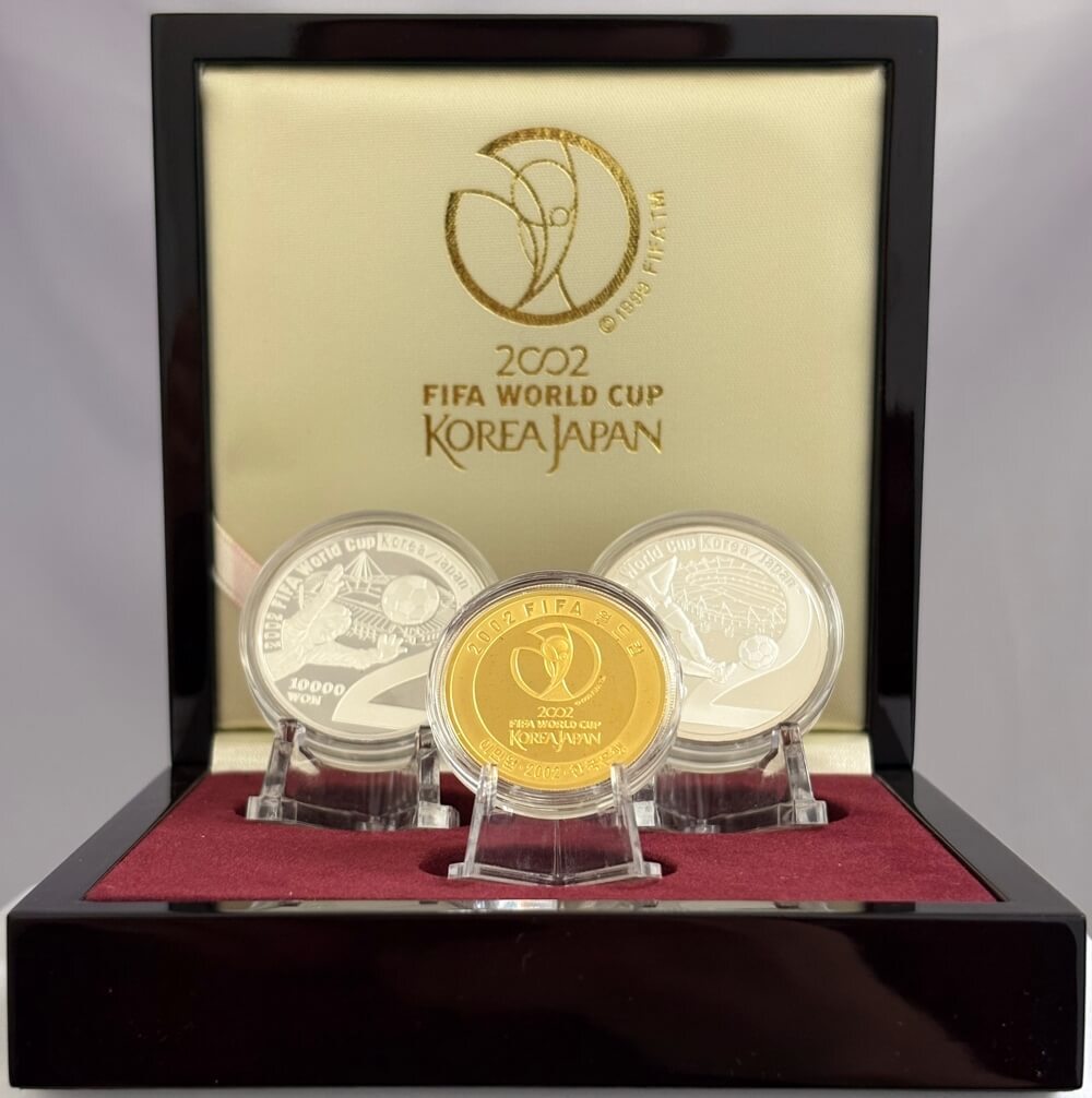 South Korea 2002 Gold and Silver Three Coin Proof Set Fifa World Cup product image