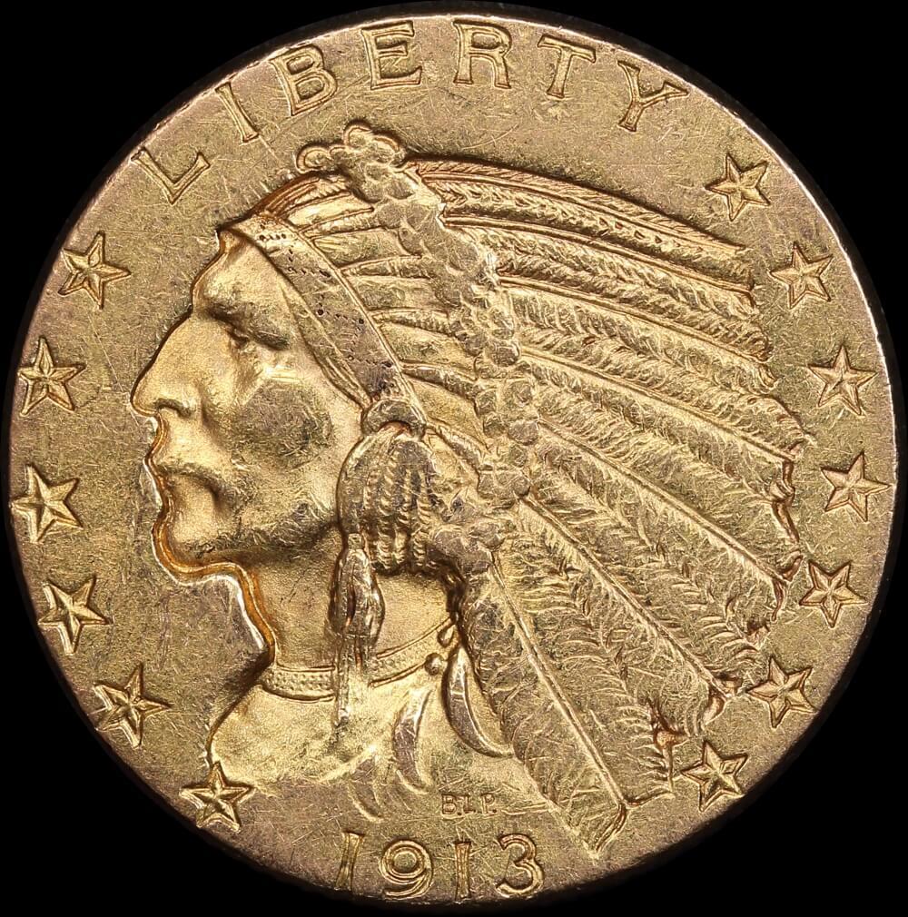 United States 1913 Gold 5 Dollar Indian Head Half Eagle Extremely Fine product image