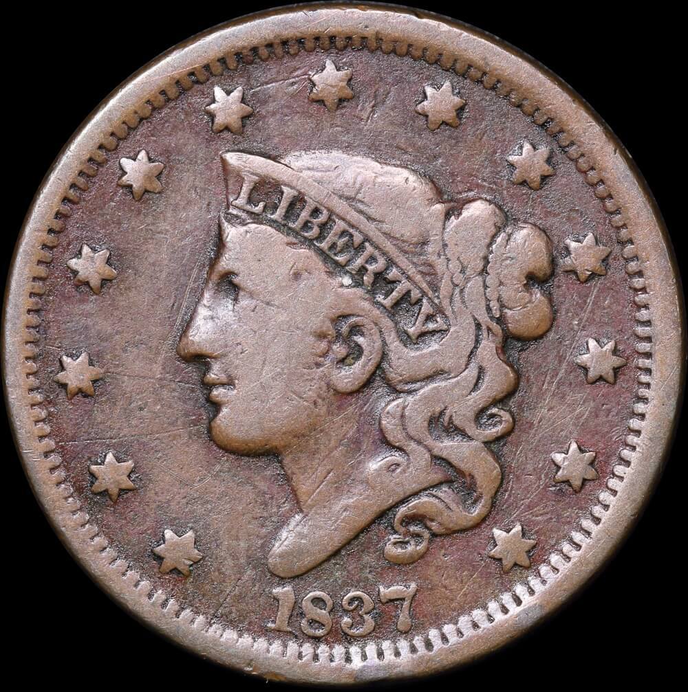 United States 1837 Copper Coronet Cent  Very Good product image