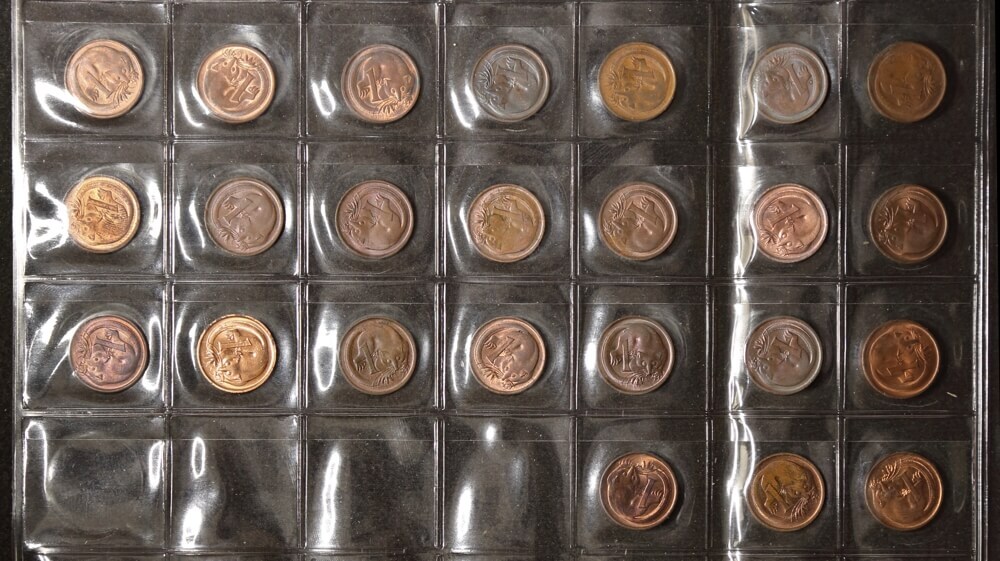 1966-1990 1 Cent Comprehensive Collection of 24 Uncirculated Coins product image