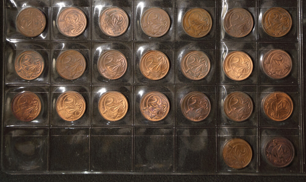 1966-1989 2 Cent Comprehensive Collection of 22 Uncirculated Coins product image