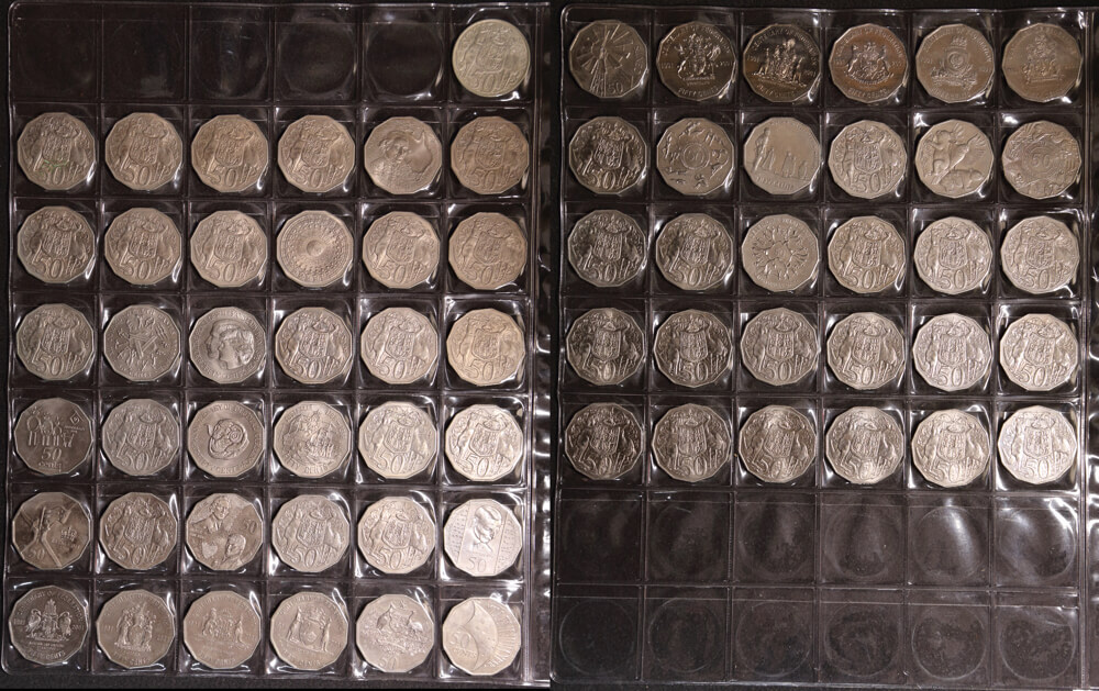 1966-2022 50 Cent Comprehensive Collection of 67 Uncirculated Coins product image