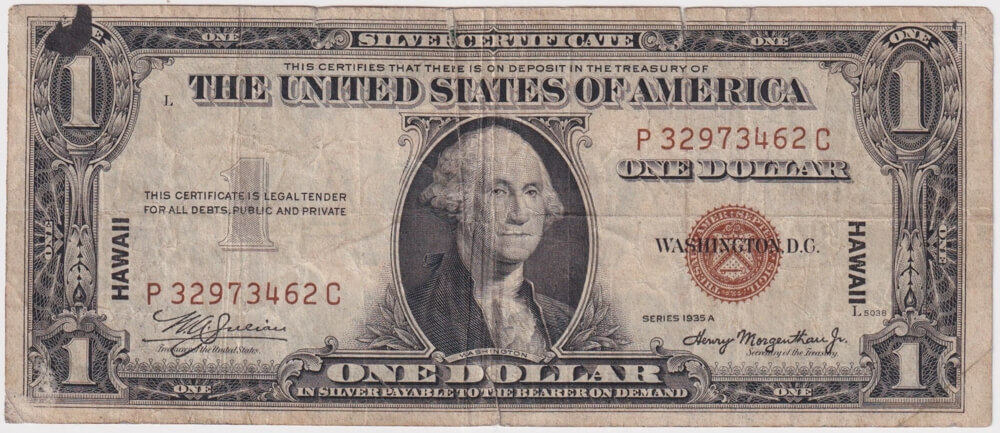 United States 1942 $1 Hawaii Emergency Currency P#36 Very Good product image