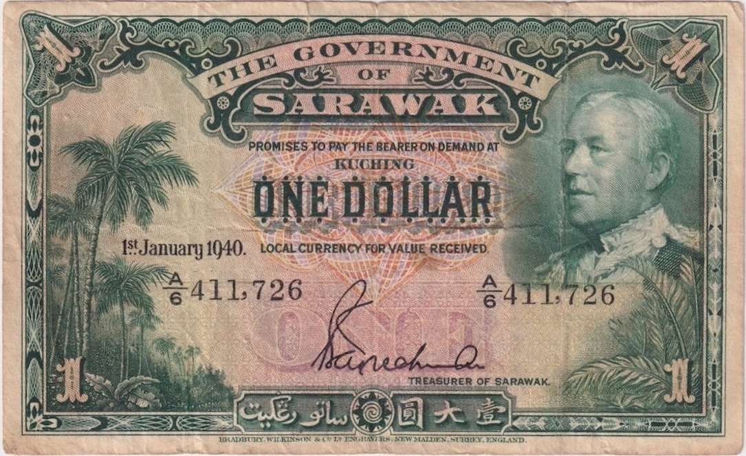 Sarawak 1.1.1940 1 Dollar P# 23 Very Good product image