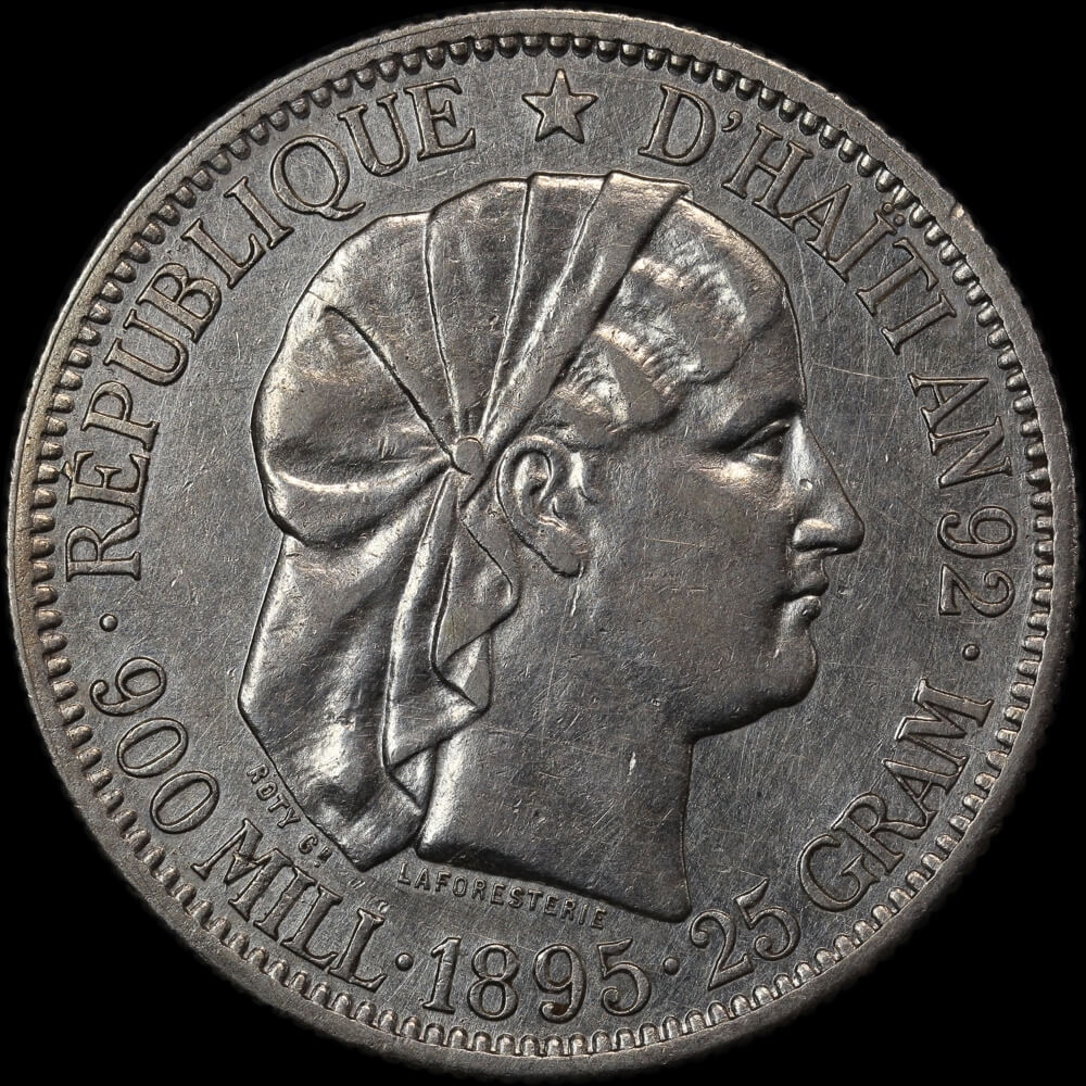 Haiti 1895 Silver 1 Gourde KM# 46 good EF product image