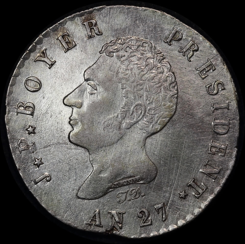 Haiti AN 27 / 1830 Silver 100 Centimes KM#A23 good EF product image