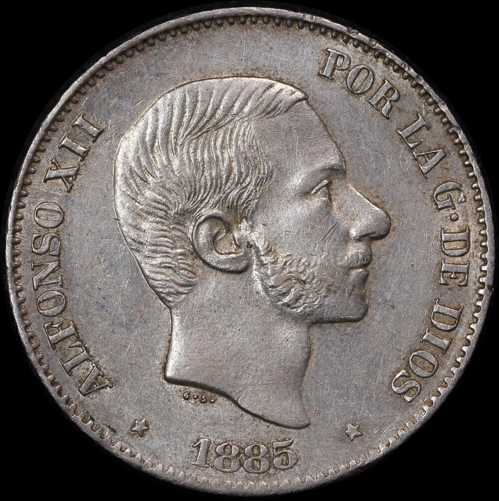 Philippines 1885 Silver 50 Centavos KM#150 about EF product image