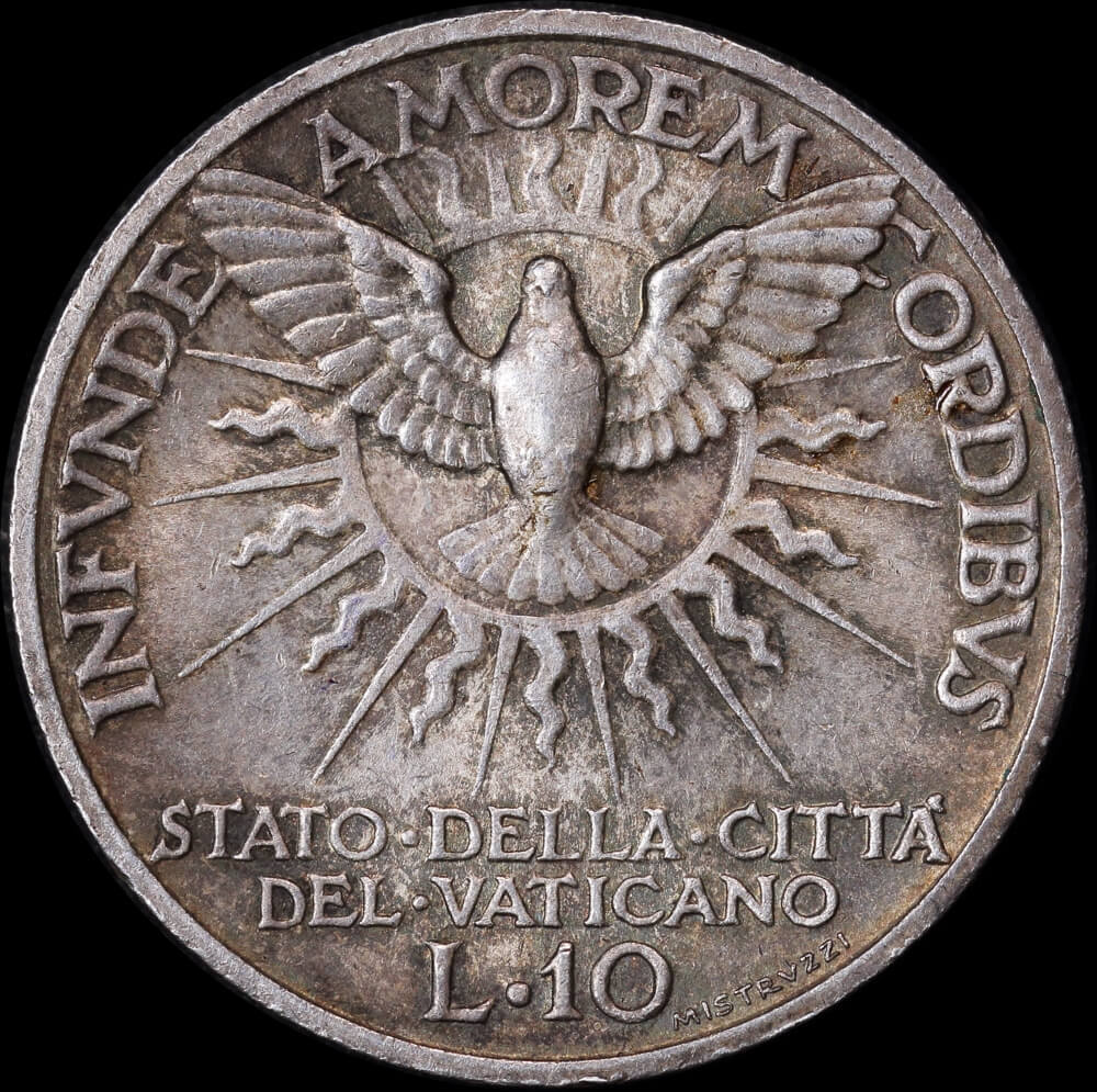 Vatican City 1939 Silver 10 Lire KM#21 - Sede Vacante about Unc product image