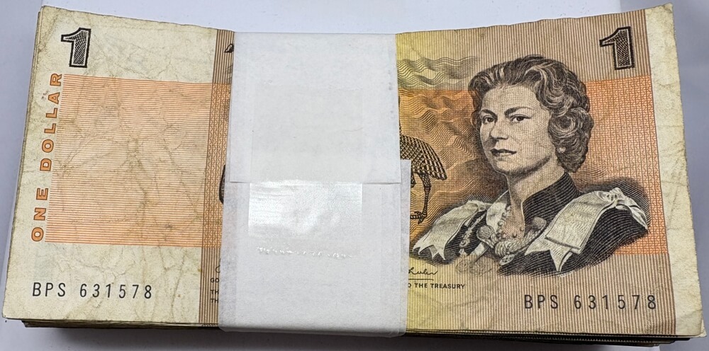 Bundle of 100 Australian Paper $1 Notes Circulated Condition product image