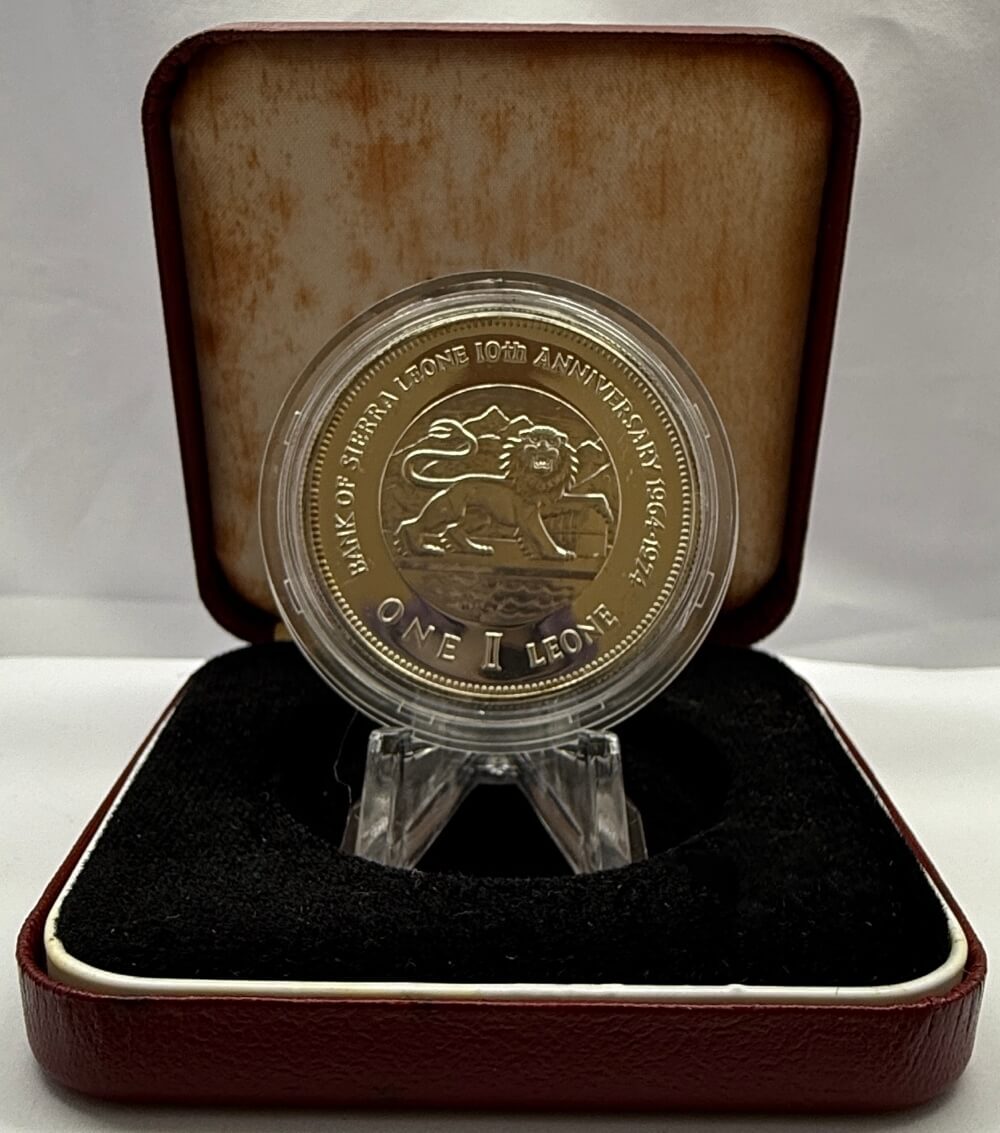 Sierra Leone 1974 Silver 1 Leone Proof Coin KM# 26a Bank Anniversary product image