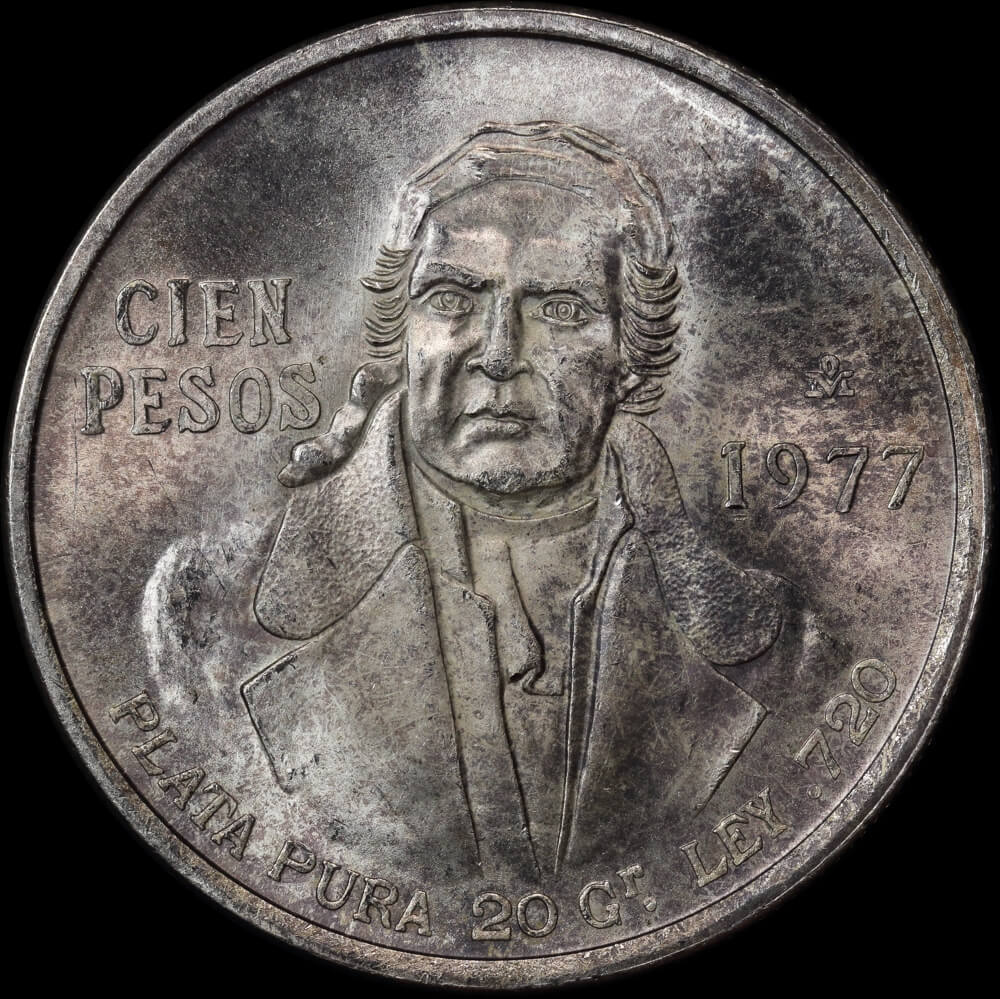 Mexico 1977 Silver 100 Pesos KM#483 Uncirculated product image