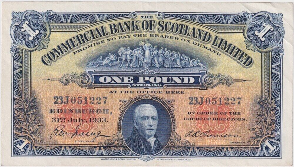 Commercial Bank of Scotland 1924-26 1 Pound P# S327 Extremely Fine product image