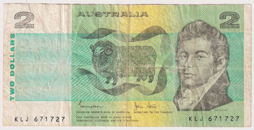 1979 $2 Note Knight/Stone R87 Missing Intaglio Print about VF product image