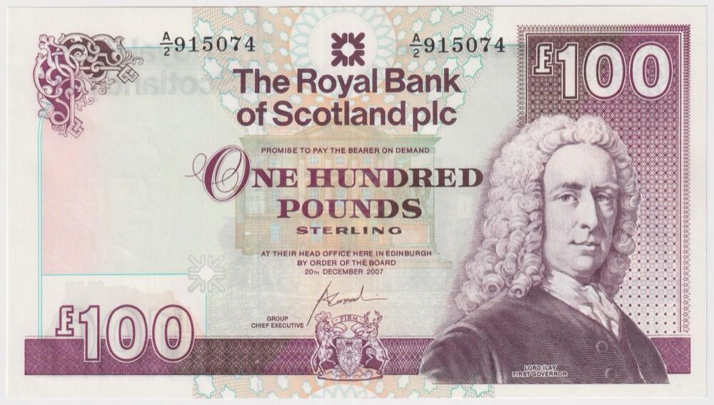 Royal Bank of Scotland 2007 100 Pounds Pick #350d Uncirculated product image