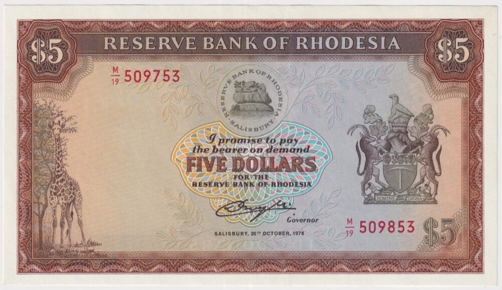 Rhodesia 1978 5 dollars P#32 Uncirculated product image