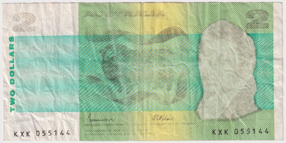 1985 $2 Note Johnston/Fraser Faded Intaglio Print Error R89 Very Fine CHECKING product image