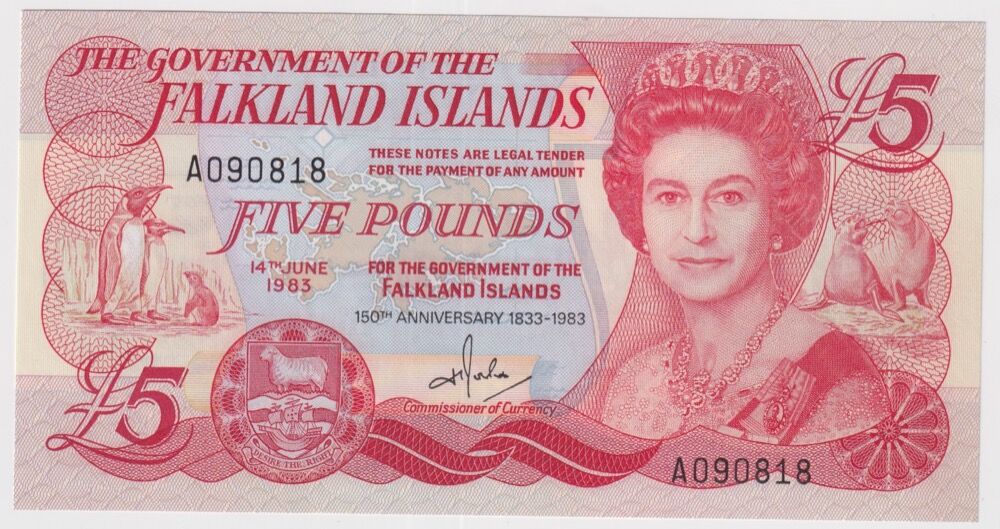 Falkland Islands 5 Pound 1983 P# 15 Uncirculated product image