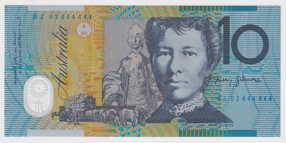 2003 $10 Note  Macfarlane/Henry R320b Uncirculated - Solid Serial BJ 03 444444 product image