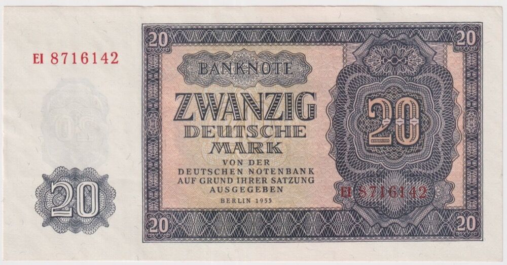 Germany 1955 20 Deutsche Mark Banknote Pick#19 Uncirculated product image