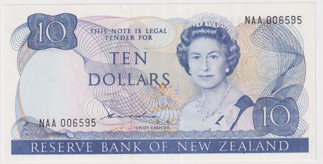 New Zealand 1981 $10 Note NAA First Prefix P#172a Uncirculated product image