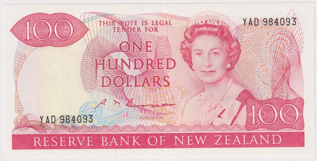 New Zealand 1985 $100 Note YAD Last Prefix P#175b Uncirculated product image