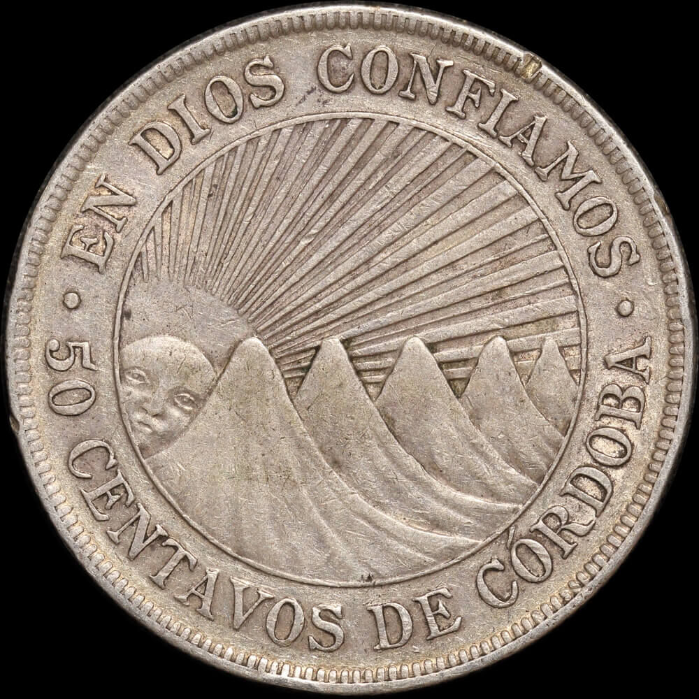 Nicaragua 1912 Silver 50 Centavos KM#15 Extremely Fine product image