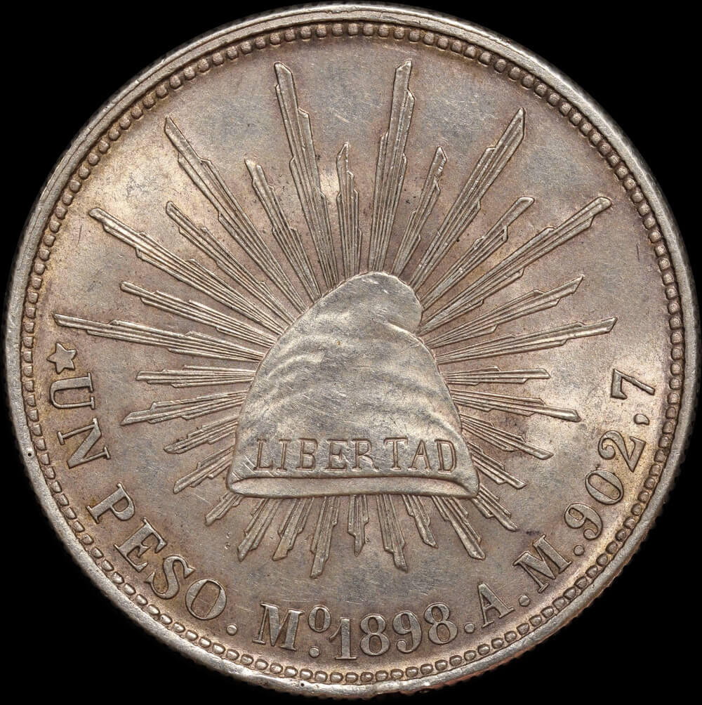 Mexico 1898 Mo Silver Peso KM# 409.2 good EF product image