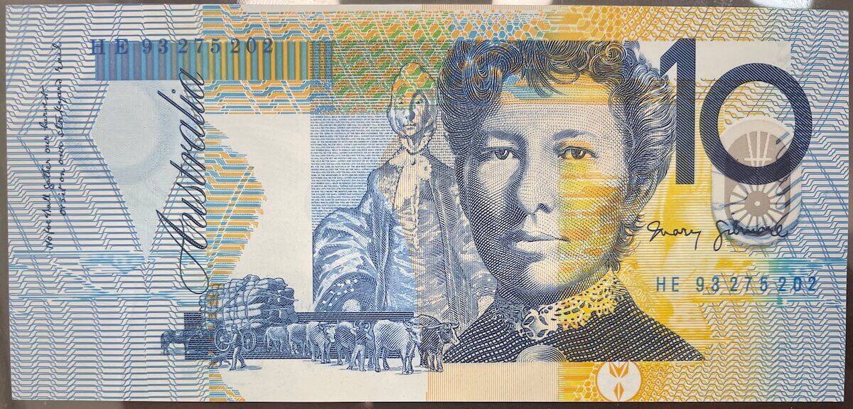 1993 $10 Error Note - Upside Down & Registration Shift Fraser/Evans R316a good EF product image