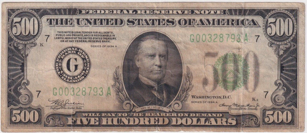 United States 1934-A 500 Dollars P# 434a about Fine product image