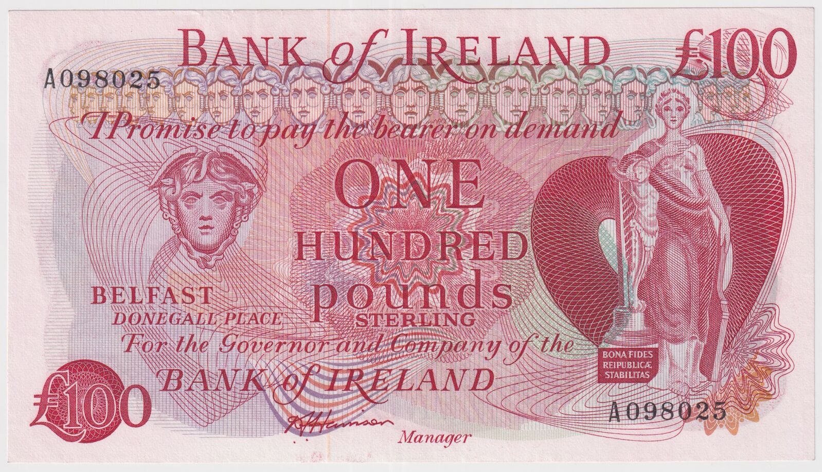 Ireland (Bank of Ireland) 1974 100 Pounds P# 68b good EF product image