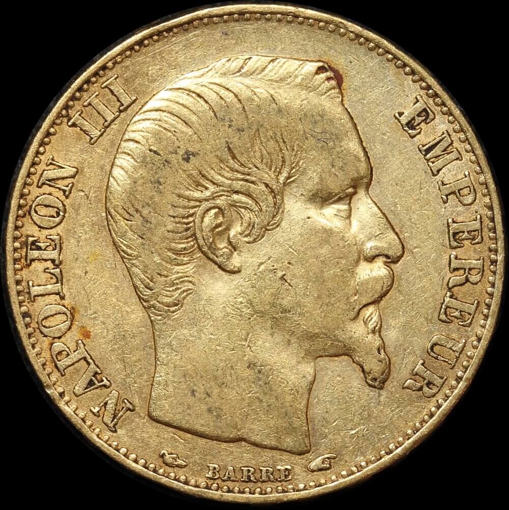 France 1855-A Gold 20 Franc Napoleon KM#781.1 Extremely Fine product image