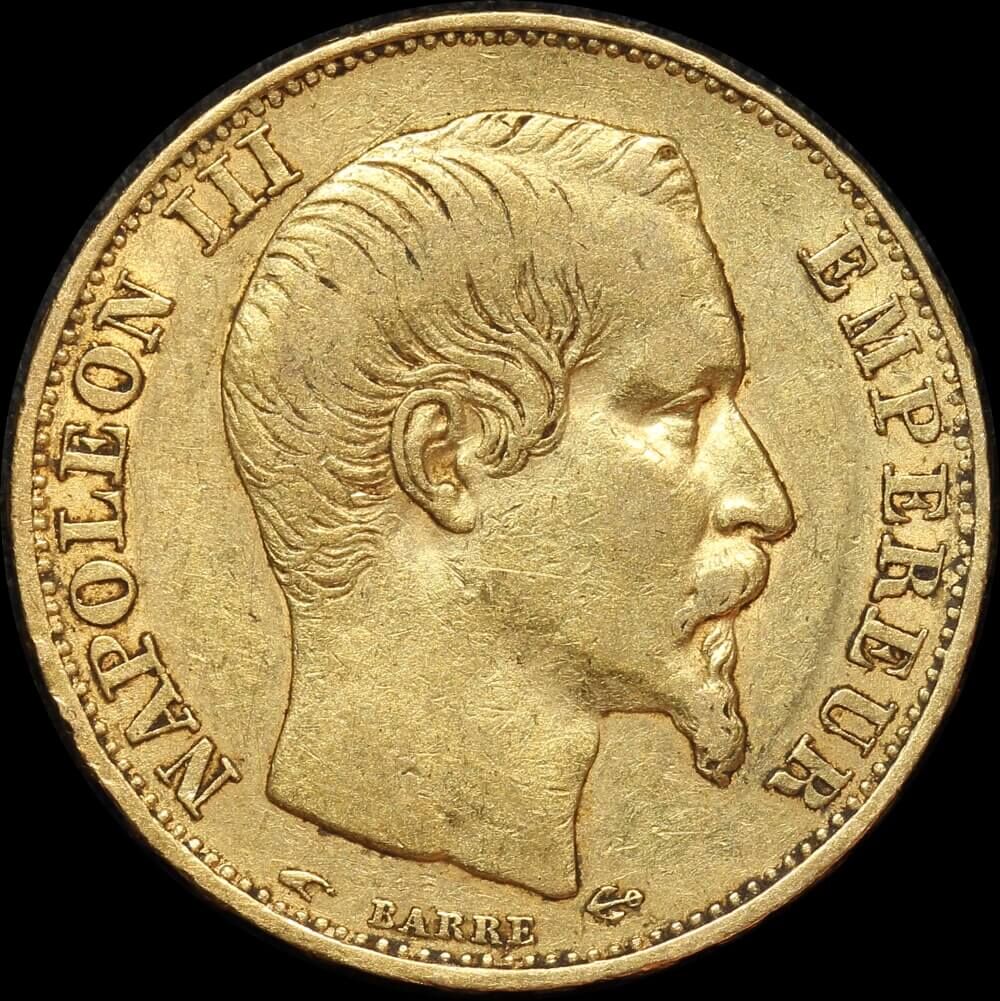 France 1857-A Gold 20 Franc Napoleon KM#781.1 Extremely Fine product image