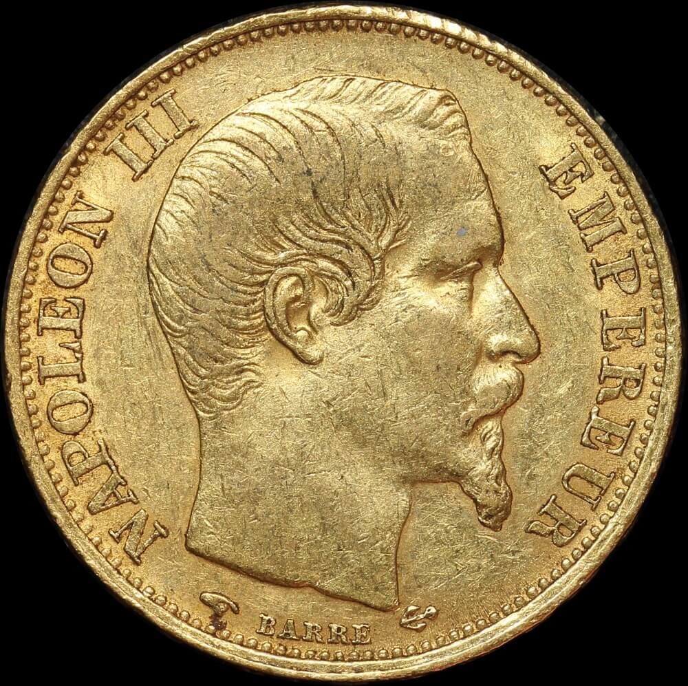 France 1859-A Gold 20 Franc Napoleon KM#781.1 Extremely Fine product image